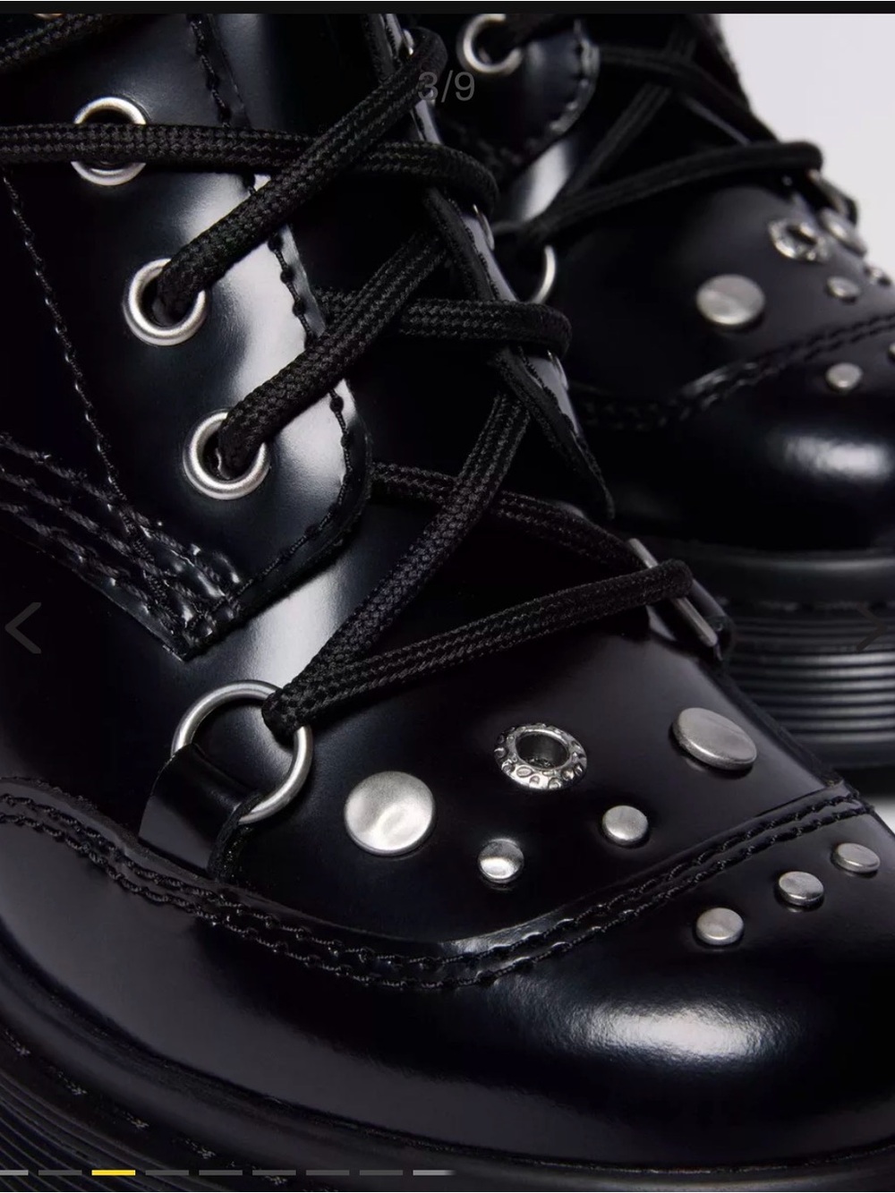 Dr. Martens Black Studded Lace-Up Platform Heel Boot/Chesney boots - Picture 3 of 9